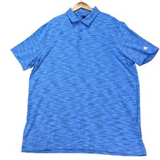 Adidas Polo Shirt Mens XL Blue Heathered Golf Short Sleeve 3 Button Placket