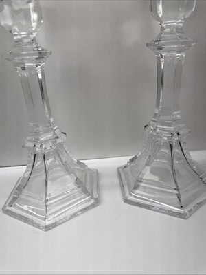 St George 24% Lead Crystal 7'' Candlesticks NIB