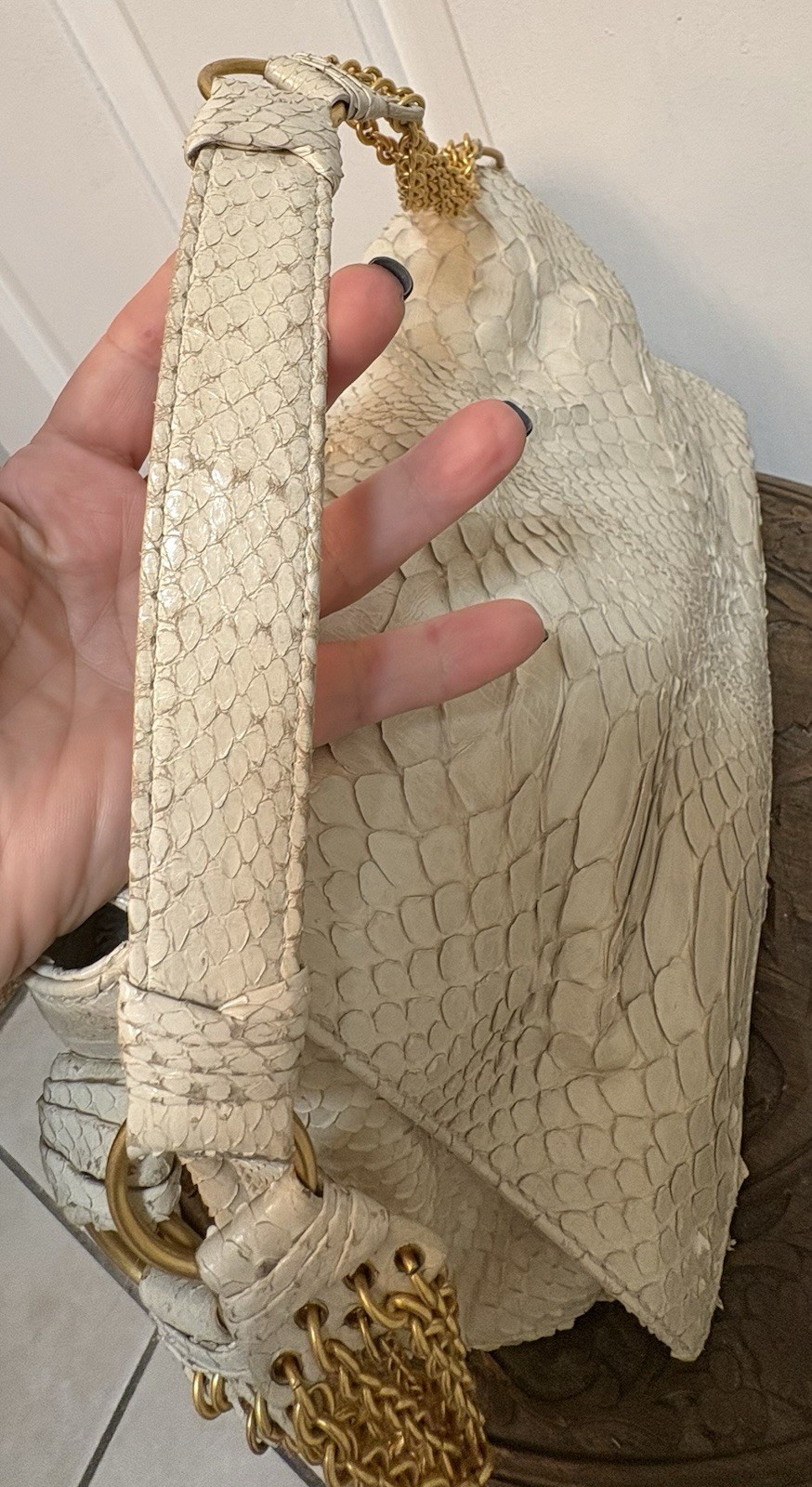 Bottega Veneta Cream Python Shoulder Bag Handbag Authenticated — image 7