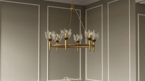 Quoizel SHA5032 Shea 6 Light 31"W Candle Style Chandelier - Gold - Picture 4 of 12