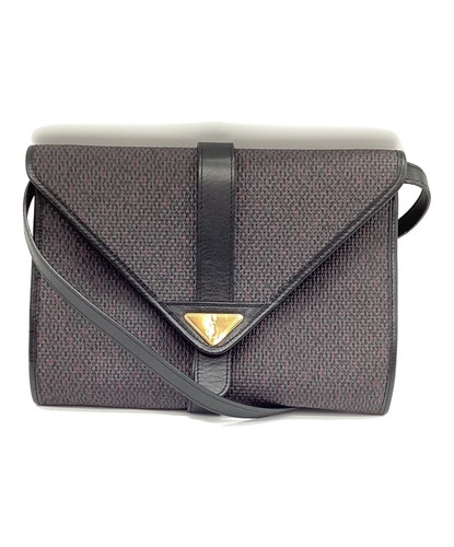 YSL YVES SAINT LAURENT Shoulder Bag Leather Black Logo 03326i