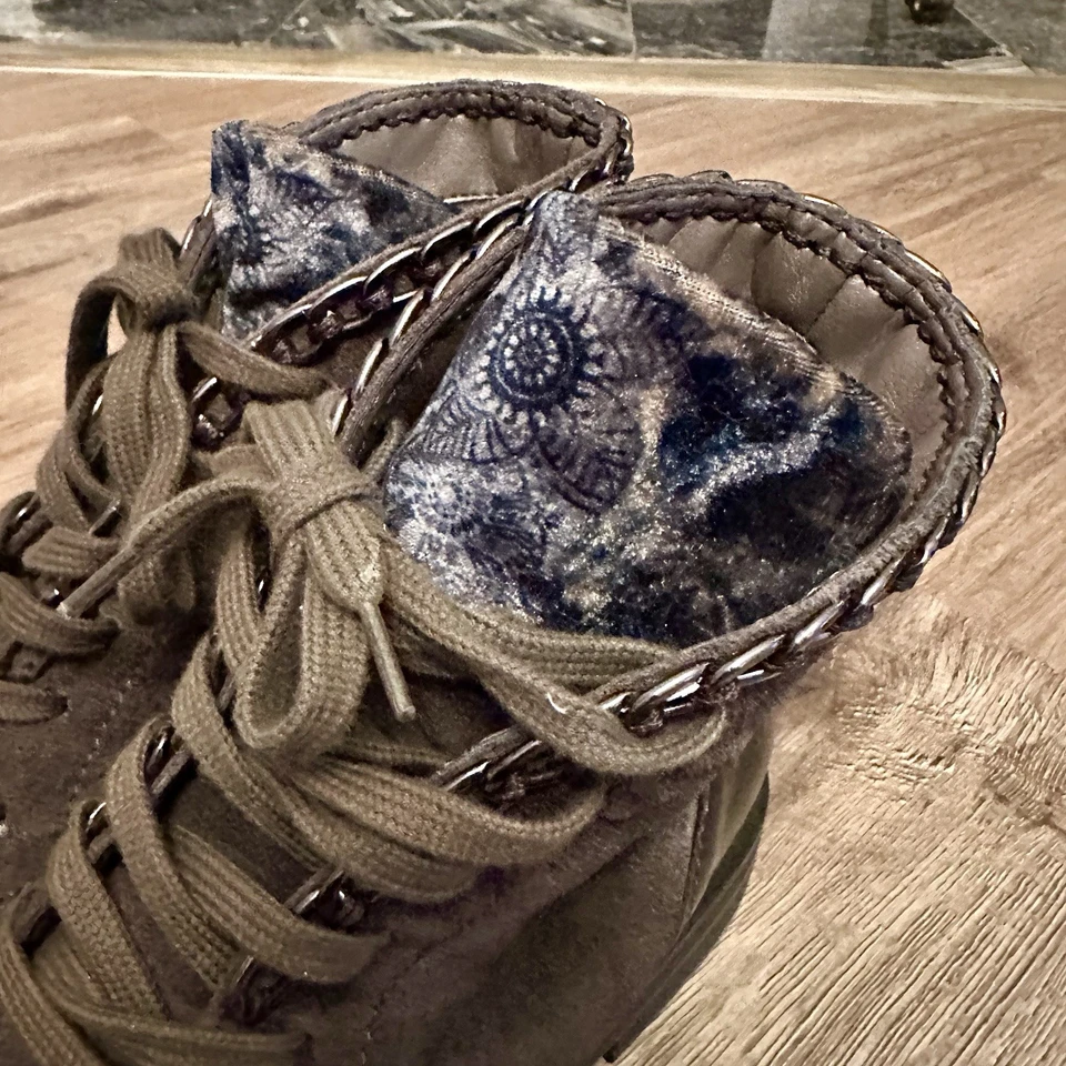 Botas de cuero de gamuza Chelsea Miz Mooz talla 39 gris azul cadena de terciopelo EE. UU. talla 8,5-9 Foto 2 de 4