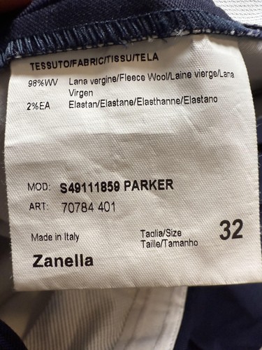 Zanella Parker Pants Mens 32 Navy Blue Wool Blend Made Italy Dress Slim Fit - Picture 6 of 14