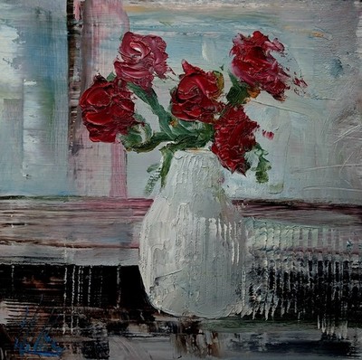 Original Abstrakter Impressionismus Rosen Blumen Ölgemälde Blumenbild Kunst