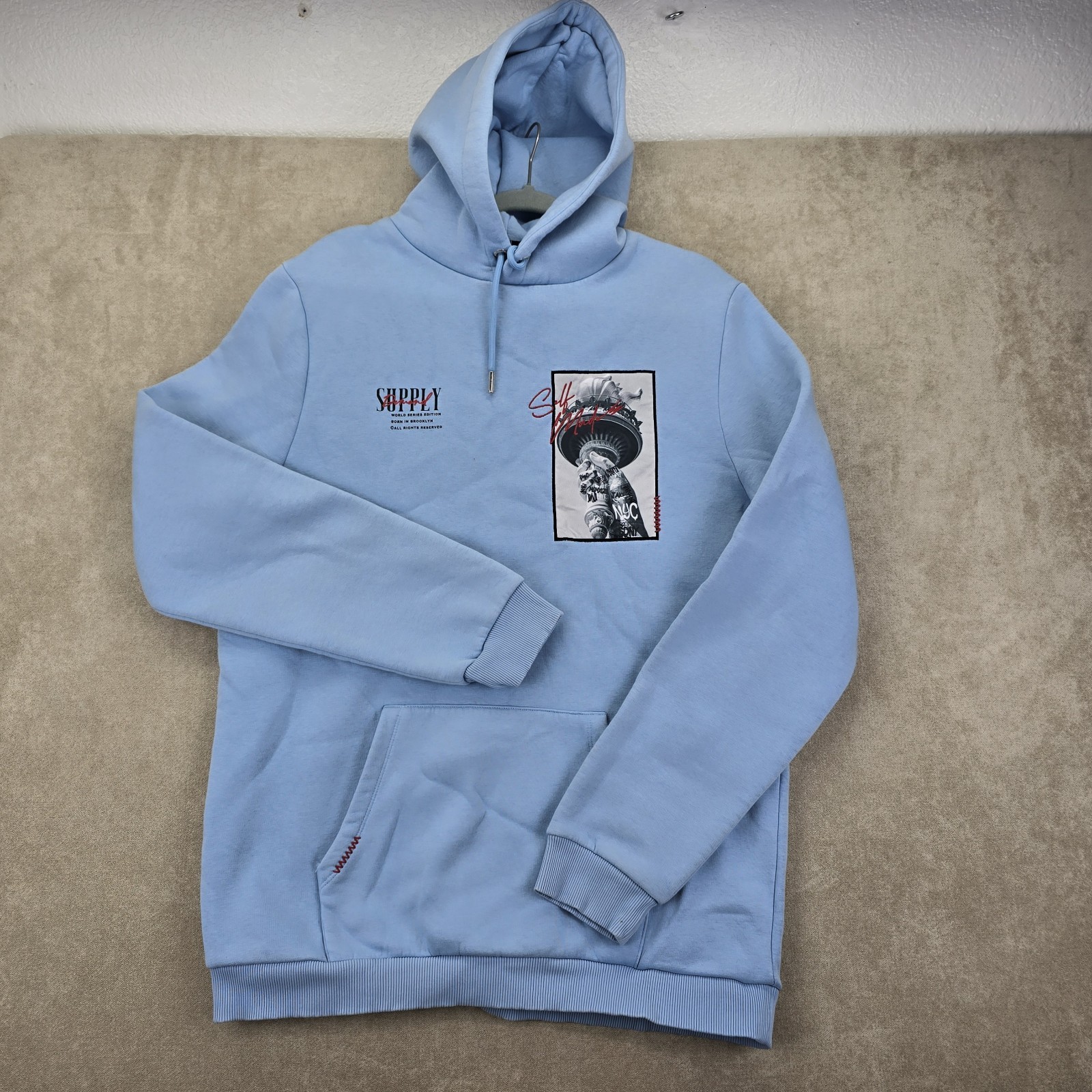 Supply & Demand NYC Graphic Hoodie World Series Edition Light Powder Blue Sz XL