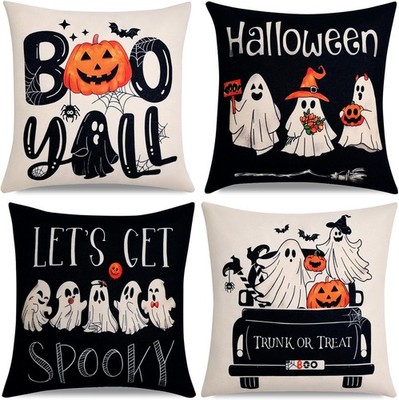 Halloween Throw Pillow Covers Gothic Linen Spooky Decor
