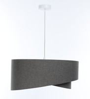 HäNgelampe Pendelleuchte Rund D: 45 Cm E27 Weiß Grau Stoff Modern Wohnzimmer