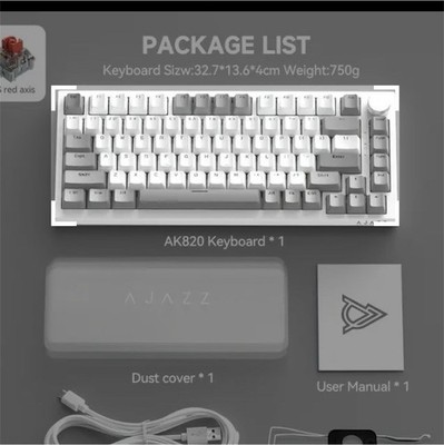 A-jazz AK820 Mechanische Tastatur 75% Hot-Swap Metallknopf PBT USB-C Weiß 
