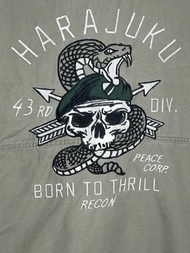 Cotton On Utility Surplus Jacket Mens Medium Harajuku Field Jacket Cargo Skull image 3