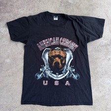 Vintage American Chrome Pitbull Biker Graphic Tee T Shirt sz Large Made in USA