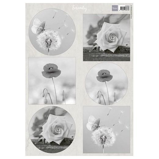 Marianne Design A4 Cardtoppers Sheet - Serenity Flowers VK9608