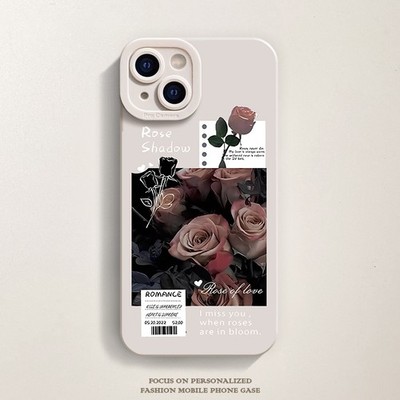 Ästhetische Rose Shadow Soft TPU Handyhülle für iPhone 11 12 13 14 15 16 17 pro