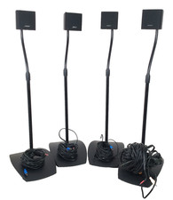 4x BOSE BLACK SINGLE CUBE LIFESTYLE ACCOUSTIMASS SPEAKERS with SS20 METAL STANDS