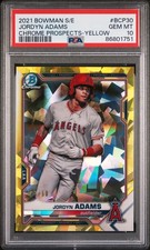 2021 BOWMAN SAPPHIRE EDITION CHROME PROSPECTS YELLOW JORDYN ADAMS 37/50 PSA 10