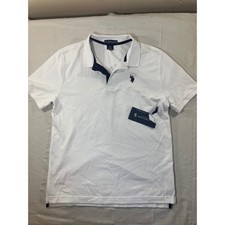 US Polo Assn NWT Boys Embroidered Polo Shirt White XXL 18 Short Sleeve Cotton