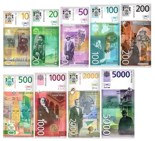 Serbia 10-5000 Dinara 9 Pieces Full Set, 2003-2013, P-44-61, UNC