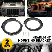 For 07-18 Jeep JK Wrangler 7" Headlight Mount Bracket Ring Replacement Black