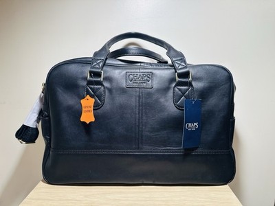 Ralph Lauren Chaps genuine leather carry on duffle bag 18  black NWT $300.00