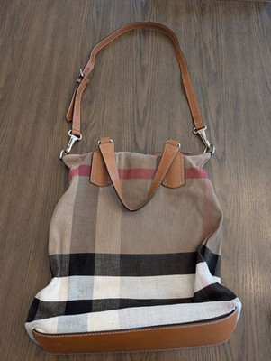 Burberry Classic TOTTENHAM Plaid Canvas Nova Check Leather Tote Purse Handbag