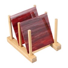 4 x 4 Inch Stained Glass Sheets, 2 Sheets Transparent Art Glass, Dark Red