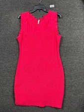 Anthropologie Mini Dress Womens L Red Ruffle-Trim Textured Stretch  Sleeveless 