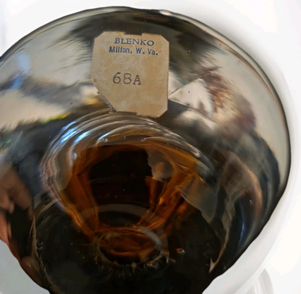 Blenko Art Glass Clear & Amber Air Bubble Swirl Cone Shaped Paperweight - Image 3 of 3