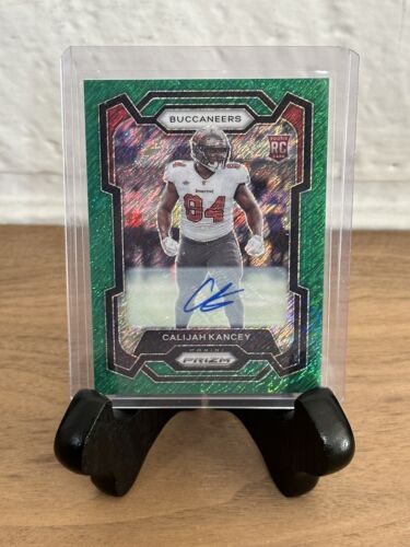 2023 Prizm 1/5 Calijah Kancey Rookie Card Green Shimmer AUTO TAMPA BAY BUCS - Picture 1 of 2