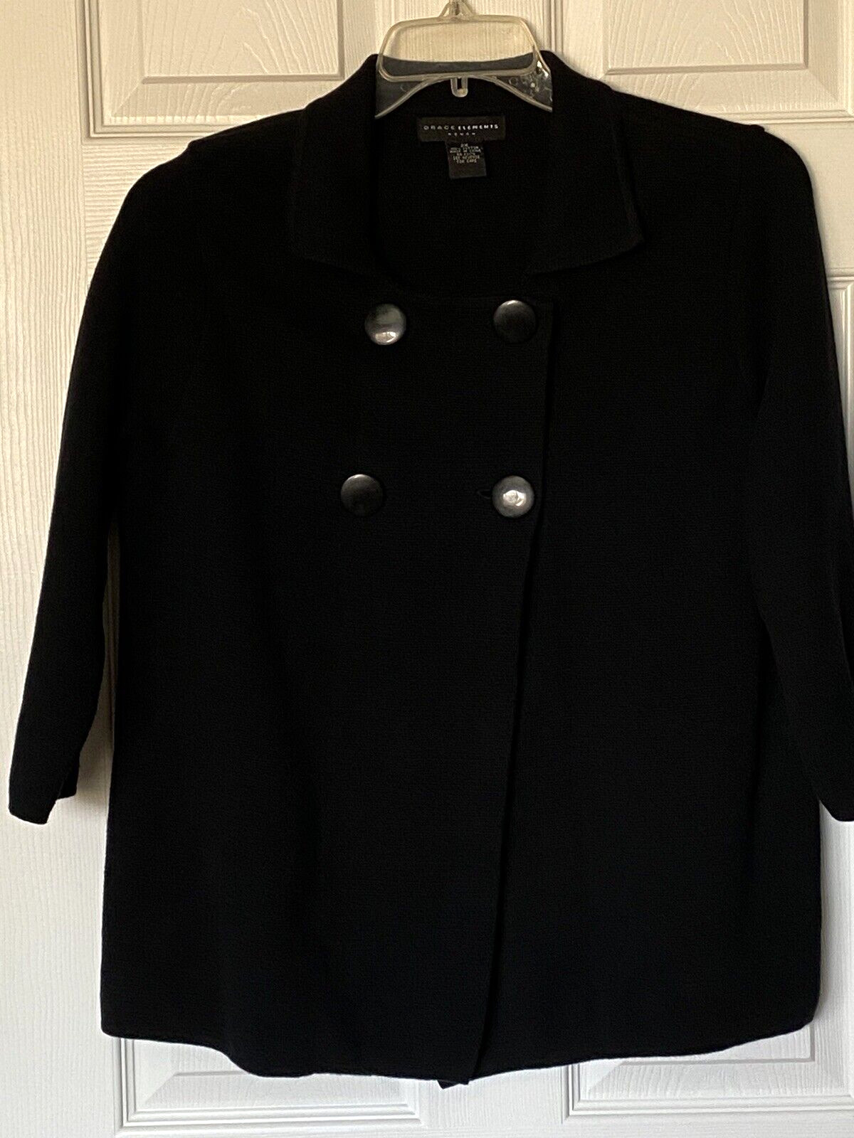 GRACE ELEMENTS Black Cotton Button Classic Cardig… - image 1