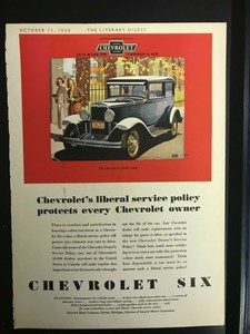 1930 31 Chevy Chevrolet 6 Cylinder Coach Original Vintage Car Ad Ebay