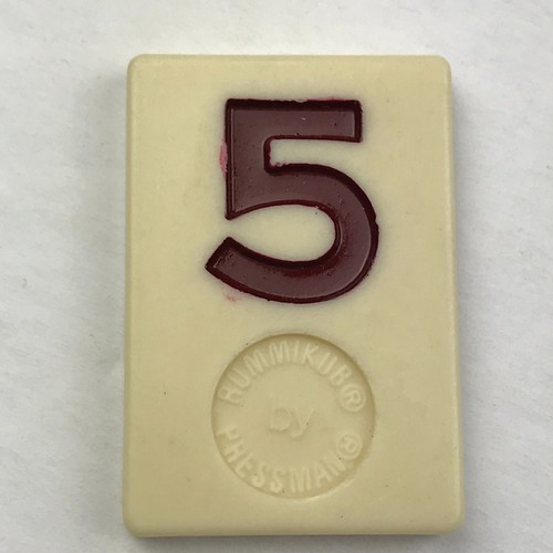Vintage 70s 80s Rummikub Replacement Tile Piece Number #5 Burgundy Game Etched