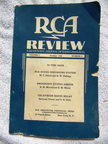 October 1936 RCA REVIEW Journal RADIO PROGRESS Sound Recording Broadcast Studio