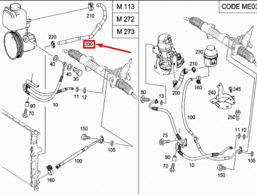 MERCEDES-BENZ ML W164 Power Steering Pressure Hose A1644660081 NEW 