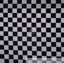 BonEful Fabric FQ Cotton Quilt Black White B W Race Car Check Block Gingham Boy