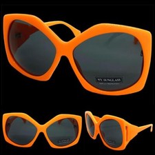 OVERSIZED EXAGGERATED VINTAGE RETRO Style SUNGLASSES Huge Jumbo Big Orange Frame
