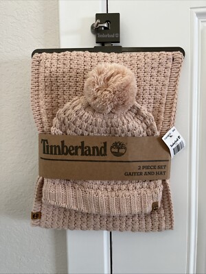 Authentic Timberland 2 Piece Set Gaiter And Hat 