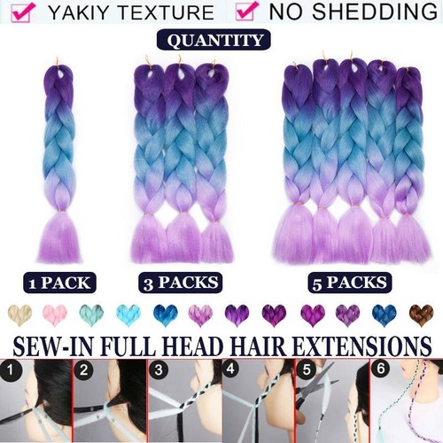 24" Christmas Jumbo Braiding Hair Extensions Ombre Rainbow Twist Braids as Human - Picture 6 of 66