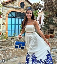 ZARA SS24 ALL SIZES CONTRAST EMBROIDERED SKIRT ZW COLLECTION WHITE  5107/245