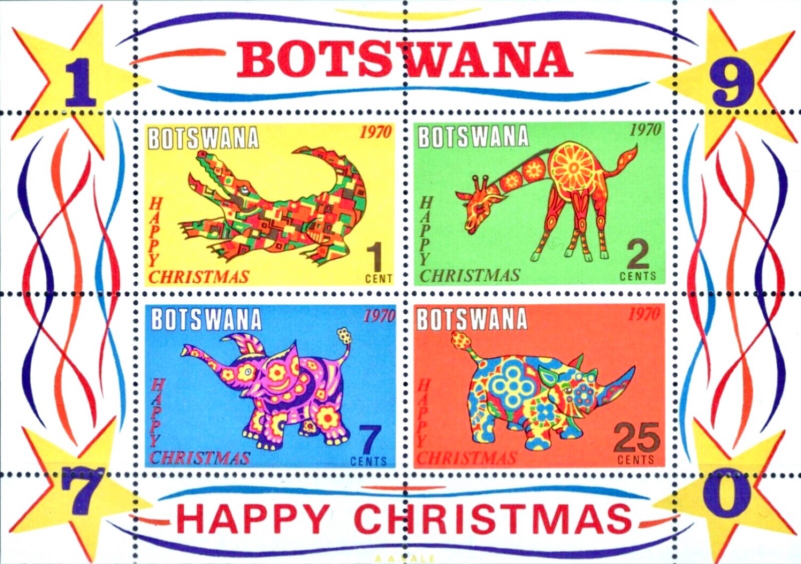 Botswana #SGMS275 MNH S/S 1970 Christmas Toy Animals [70a]