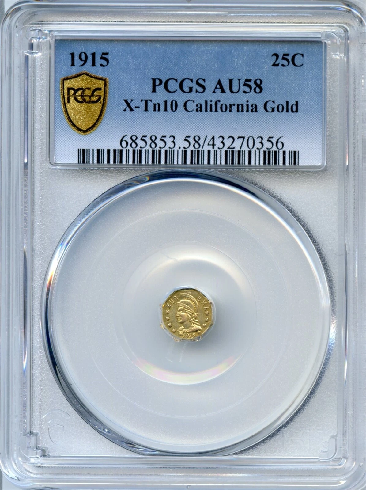1 KNOWN! - 1915 G25C Minerva Calif Gold Hart's Coins of the West, PCGS AU58