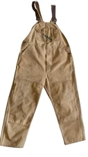 Vintage Key Imperial Double Knee Overalls Mens 46x30 Duck Canvas Brown USA Bibs