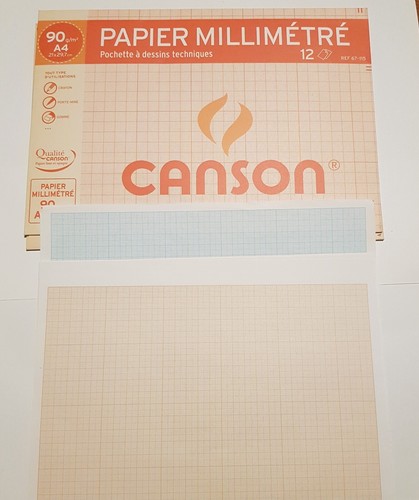 Lot De 2 Pochettes 12/12 Feuilles Papier Millimétré 90g/ma 21X29,7 - Afbeelding 5 van 5