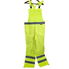 Majestic High-Visibility Yellow Safety Overalls Sz L Reflective Adjustable NWOT