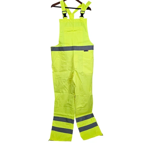 Majestic High-Visibility Yellow Safety Overalls Sz L Reflective Adjustable NWOT - product listing photo