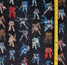 GUNDAM EVOLUTION SPACE BLACK ANIME FABRIC (HALF-YARD OR 1-YARD)