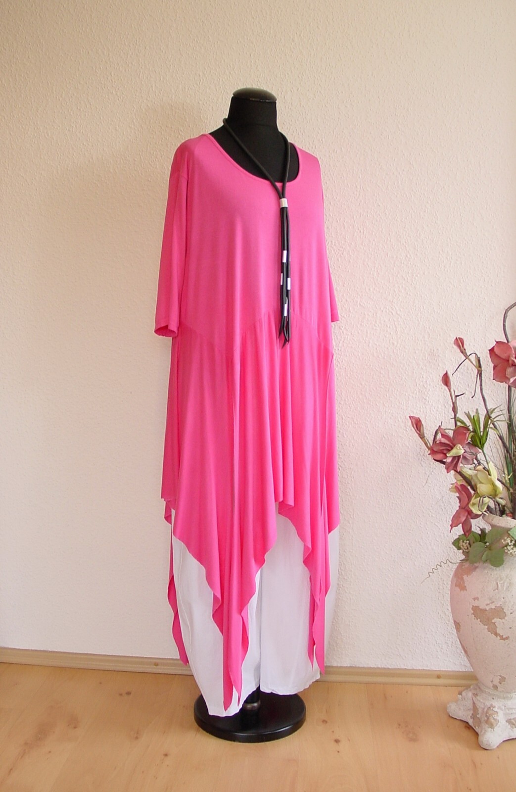 Tunique Lagenlook Noir My Obsession - Jersey Et Dentelle, Oversize EG, Neuve Avec étiquettes