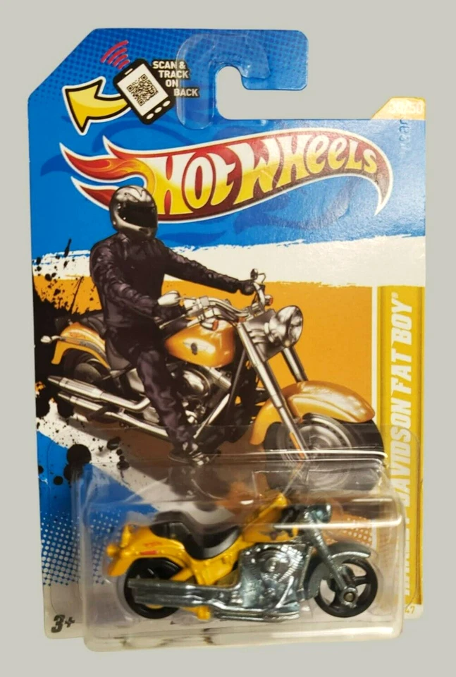 Hot Wheels DAVID - DAVIDSON FAT BOY #30/50 amarillo 2012 nuevos modelos 1:64 negro MC3 Foto 2 de 4