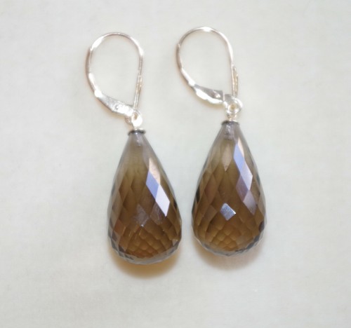 Gem Quality 14K Micro Faceted Garnet Tear drop Lever back Earrings - Picture 9 of 15