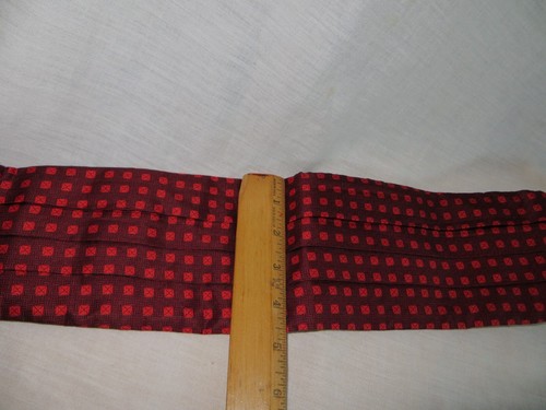 Frederick Theak Silk Cummerbund Adjustable Made in England Red Black Geometric - Picture 5 of 7