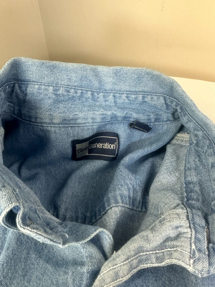 L Blue Generation U of Minnesota Management Jean short sleeve work shirt pockets - Image 3 of 4