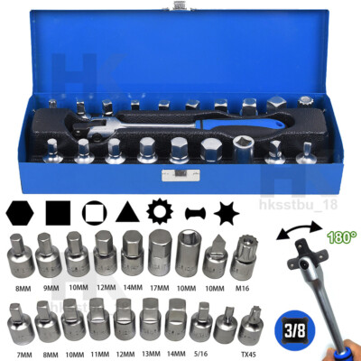 Triangle Drain Plug Key 20x Oil Drain Sump Plug Key Set Universal Hex Square Triangle 3/8 ...